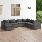 vidaXL 6-delige Loungeset met kussens poly rattan zwart