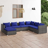 vidaXL 6-delige Loungeset met kussens poly rattan zwart