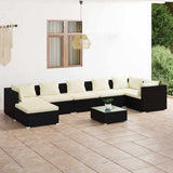 vidaXL 6-delige Loungeset met kussens poly rattan zwart