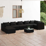 vidaXL 6-delige Loungeset met kussens poly rattan zwart