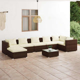 vidaXL 6-delige Loungeset met kussens poly rattan zwart