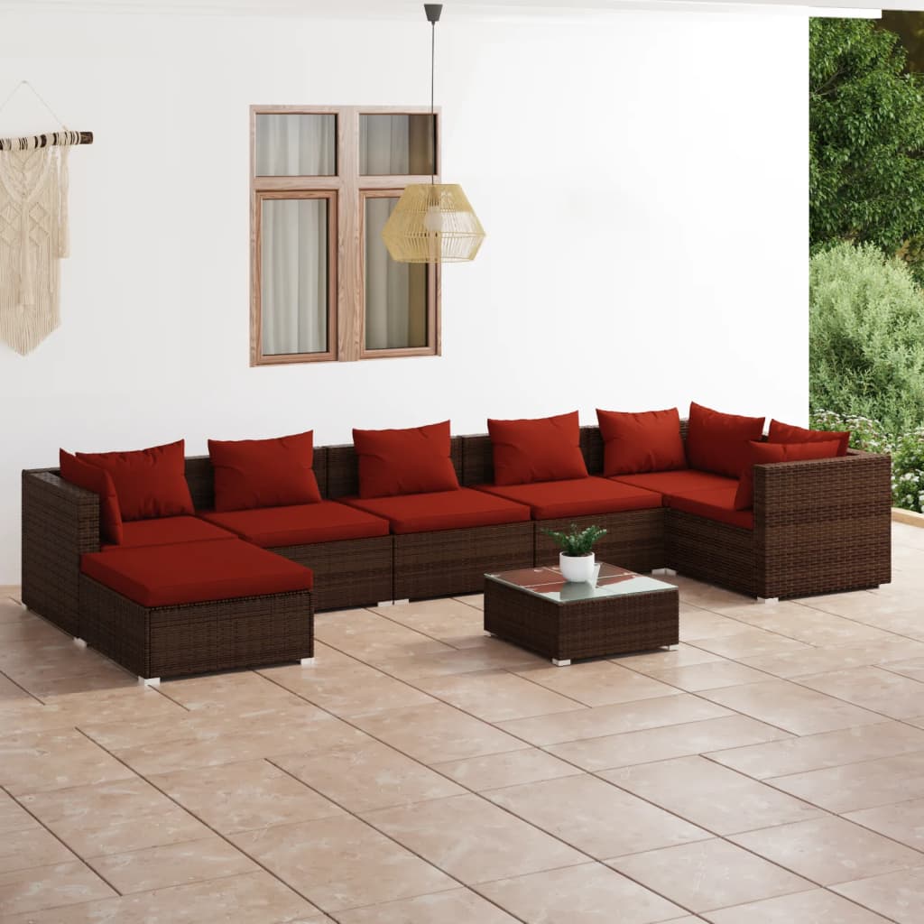 vidaXL 6-delige Loungeset met kussens poly rattan zwart