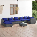 vidaXL 6-delige Loungeset met kussens poly rattan zwart