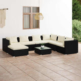 vidaXL 6-delige Loungeset met kussens poly rattan zwart