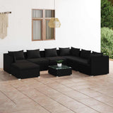 vidaXL 6-delige Loungeset met kussens poly rattan zwart