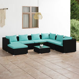 vidaXL 6-delige Loungeset met kussens poly rattan zwart