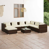 vidaXL 6-delige Loungeset met kussens poly rattan zwart