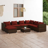 vidaXL 6-delige Loungeset met kussens poly rattan zwart