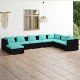 vidaXL 6-delige Loungeset met kussens poly rattan zwart