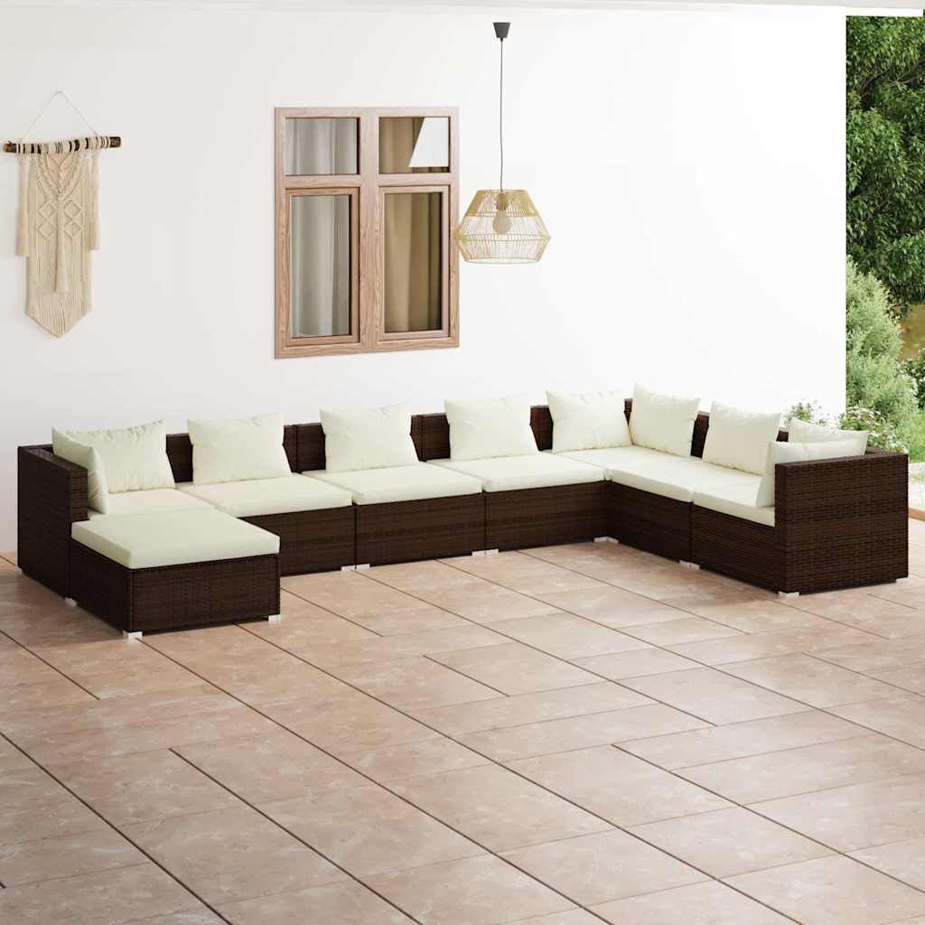 vidaXL 6-delige Loungeset met kussens poly rattan zwart