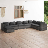 vidaXL 6-delige Loungeset met kussens poly rattan zwart