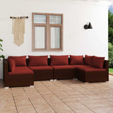 vidaXL 6-delige Loungeset met kussens poly rattan zwart