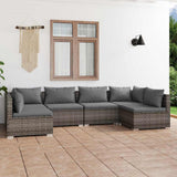 vidaXL 6-delige Loungeset met kussens poly rattan zwart