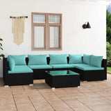 vidaXL 6-delige Loungeset met kussens poly rattan zwart