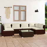 vidaXL 6-delige Loungeset met kussens poly rattan zwart