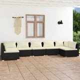 vidaXL 6-delige Loungeset met kussens poly rattan zwart