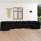 vidaXL 6-delige Loungeset met kussens poly rattan zwart