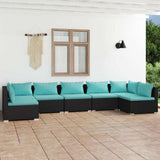 vidaXL 6-delige Loungeset met kussens poly rattan zwart