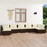 vidaXL 6-delige Loungeset met kussens poly rattan zwart