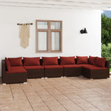 vidaXL 6-delige Loungeset met kussens poly rattan zwart