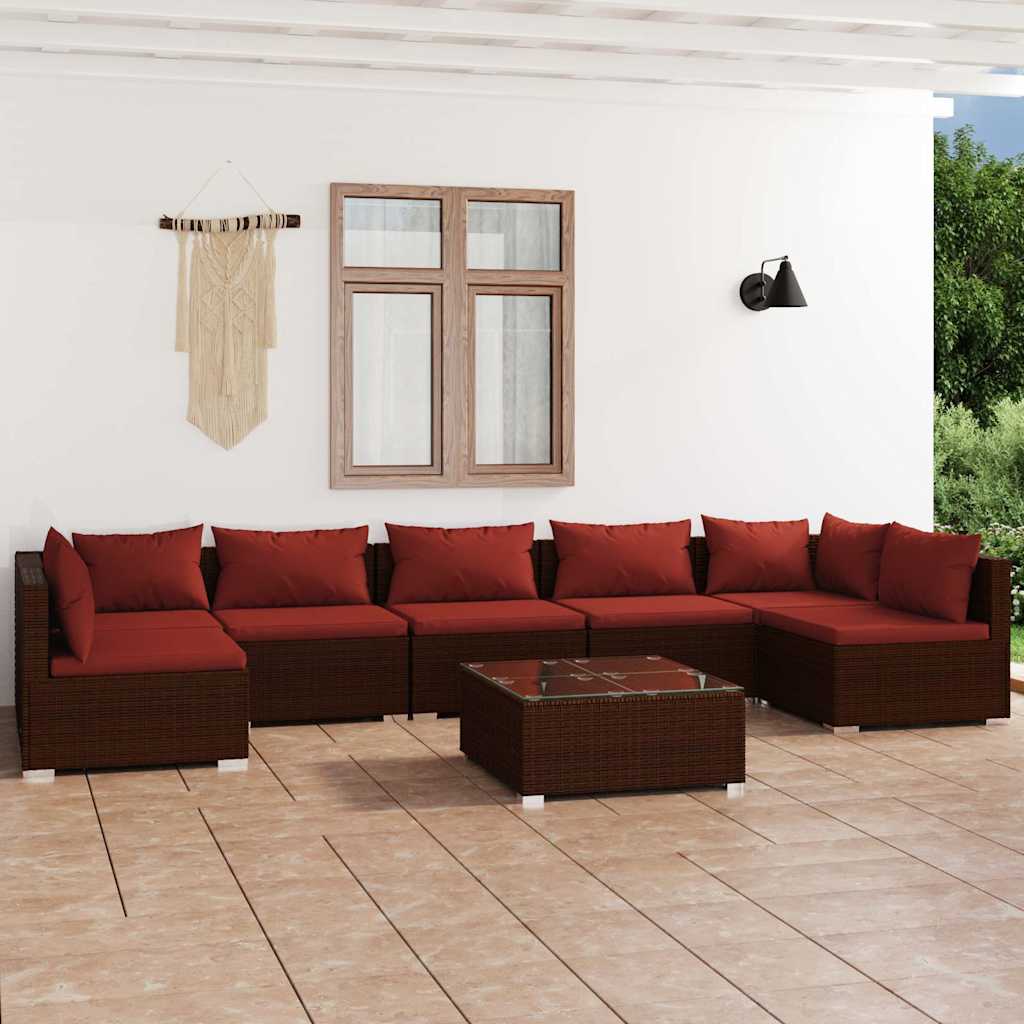 vidaXL 6-delige Loungeset met kussens poly rattan zwart