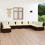 vidaXL 6-delige Loungeset met kussens poly rattan zwart