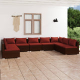 vidaXL 6-delige Loungeset met kussens poly rattan zwart