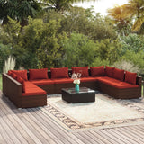 vidaXL 6-delige Loungeset met kussens poly rattan zwart