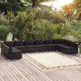 vidaXL 6-delige Loungeset met kussens poly rattan zwart