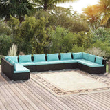 vidaXL 6-delige Loungeset met kussens poly rattan zwart