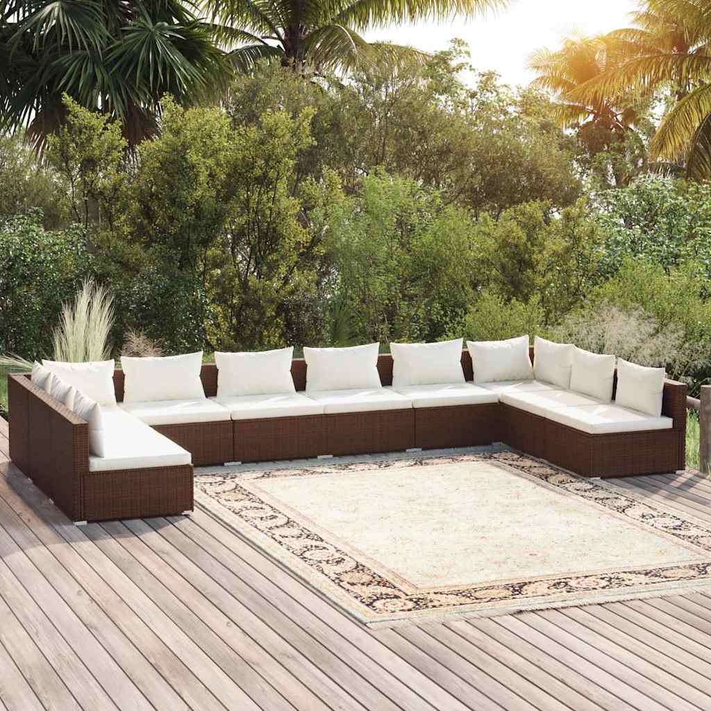 vidaXL 6-delige Loungeset met kussens poly rattan zwart