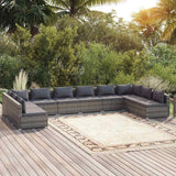 vidaXL 6-delige Loungeset met kussens poly rattan zwart