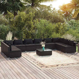 vidaXL 6-delige Loungeset met kussens poly rattan zwart