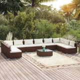 vidaXL 6-delige Loungeset met kussens poly rattan zwart