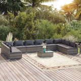 vidaXL 6-delige Loungeset met kussens poly rattan zwart