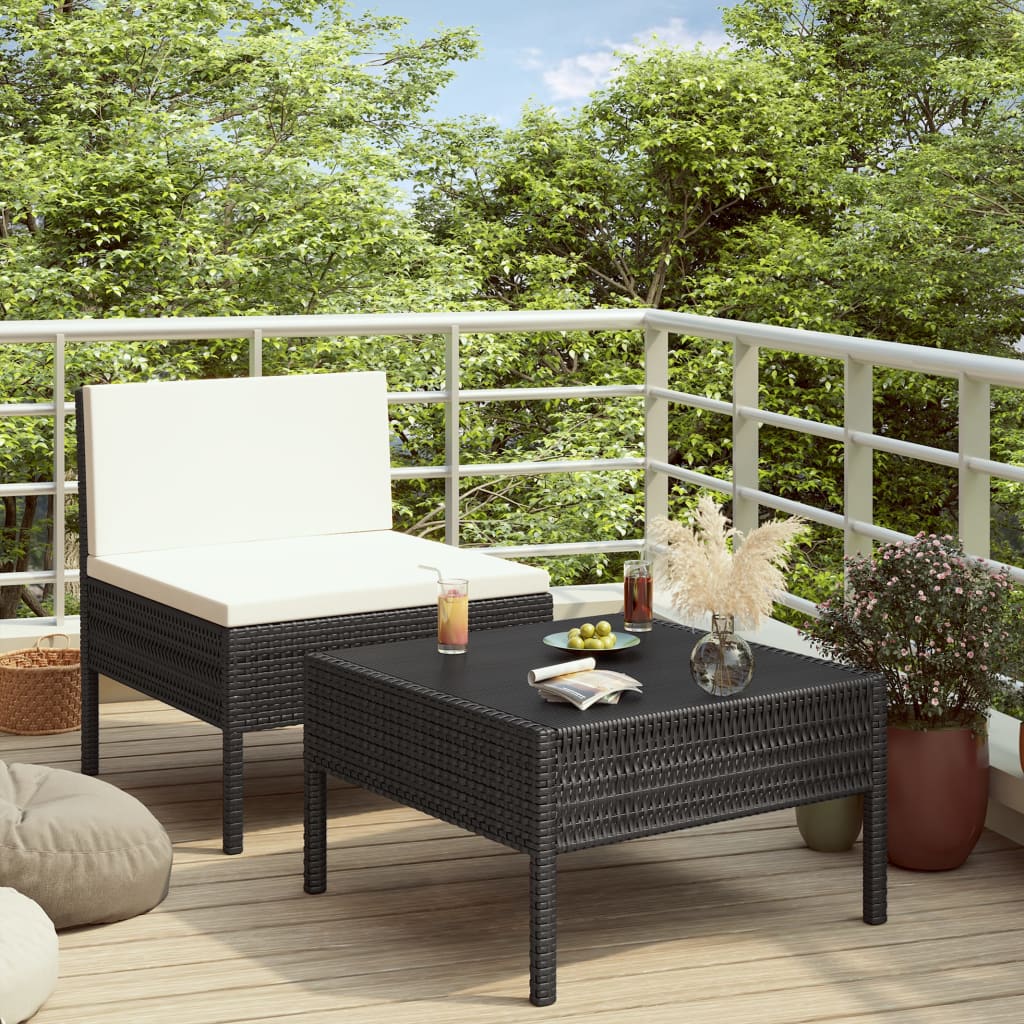 vidaXL 2-delige Loungeset met kussens poly rattan bruin
