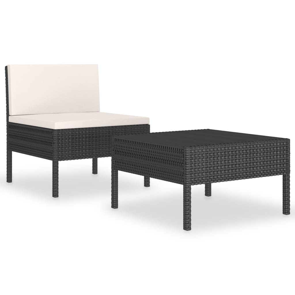 vidaXL 2-delige Loungeset met kussens poly rattan bruin