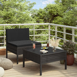 vidaXL 2-delige Loungeset met kussens poly rattan bruin