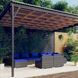 vidaXL 9-delige Loungeset met kussens poly rattan zwart