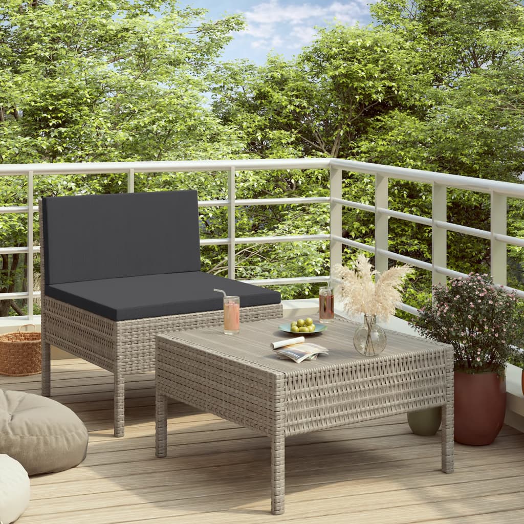 vidaXL 2-delige Loungeset met kussens poly rattan bruin