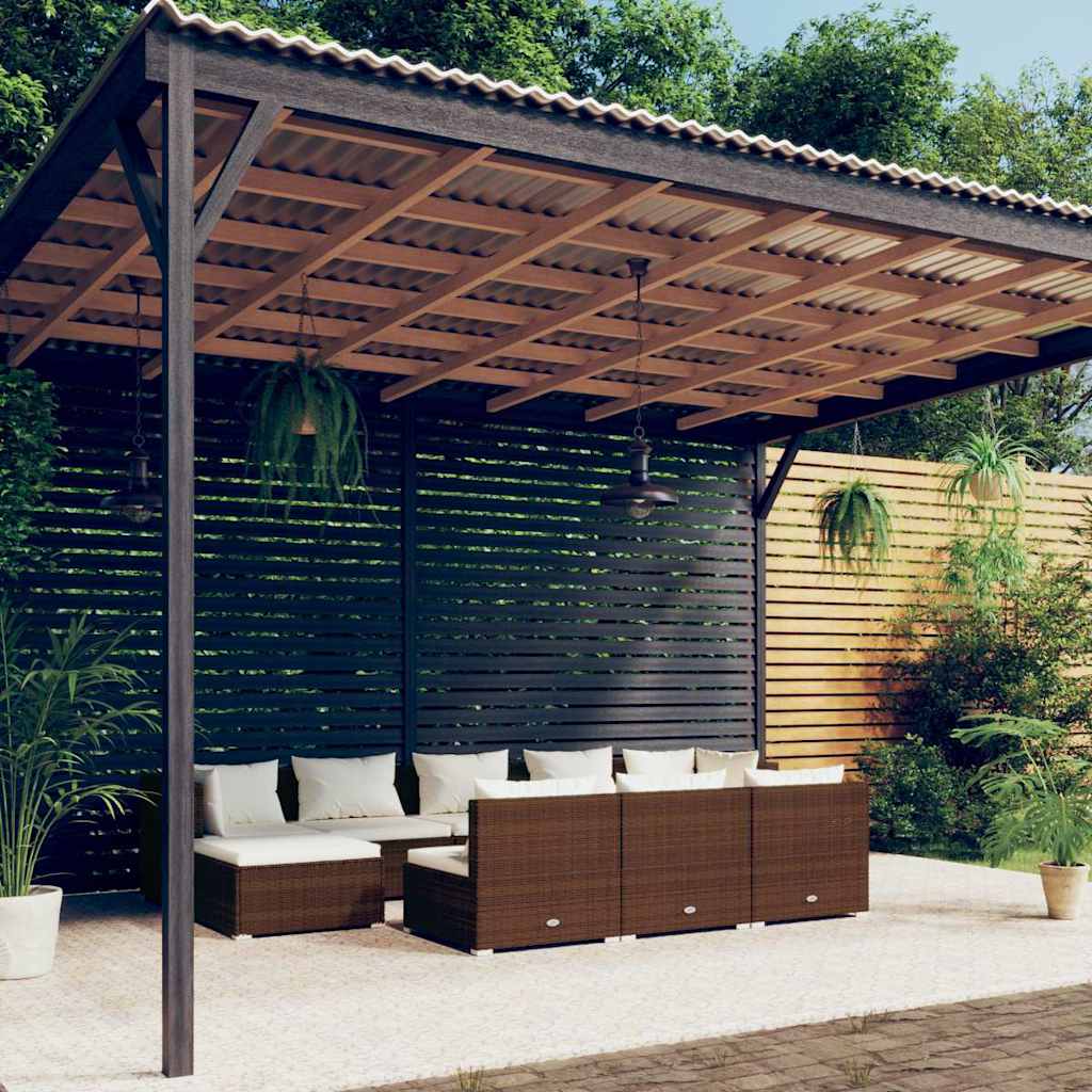 vidaXL 9-delige Loungeset met kussens poly rattan zwart
