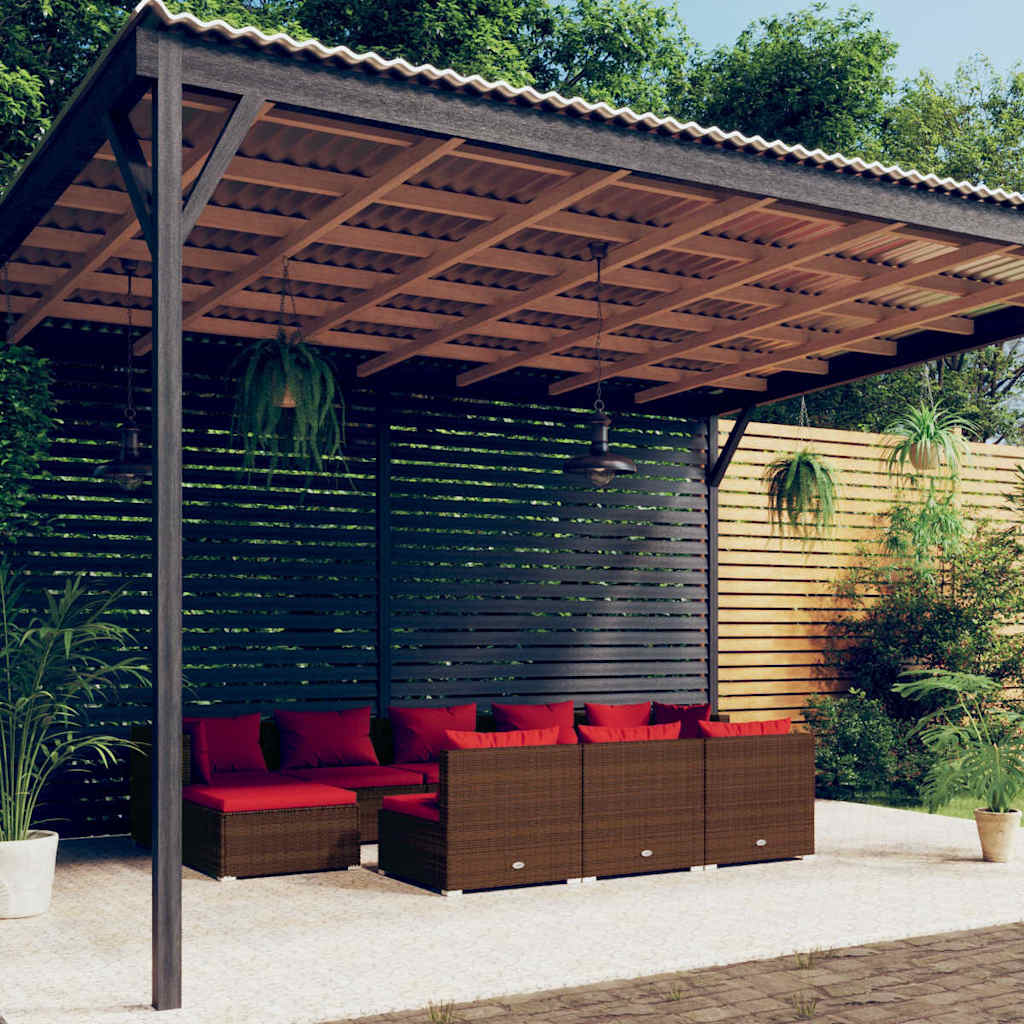 vidaXL 9-delige Loungeset met kussens poly rattan zwart