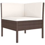 vidaXL 3-delige Loungeset met kussens poly rattan bruin
