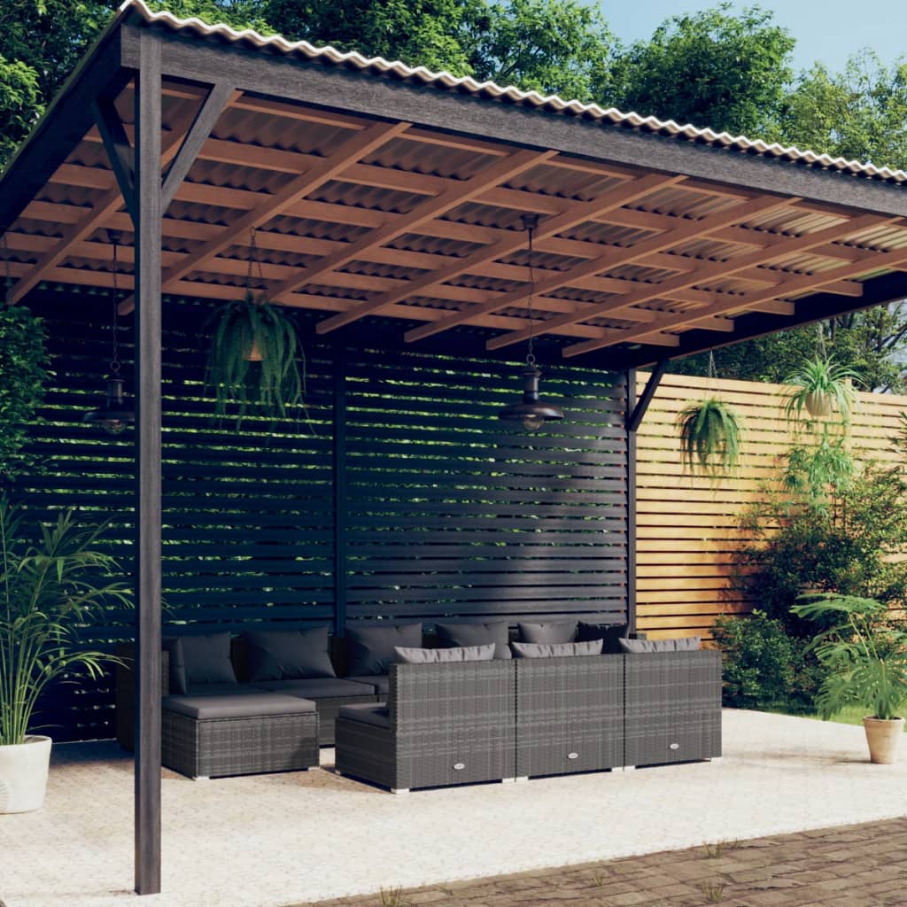 vidaXL 9-delige Loungeset met kussens poly rattan zwart