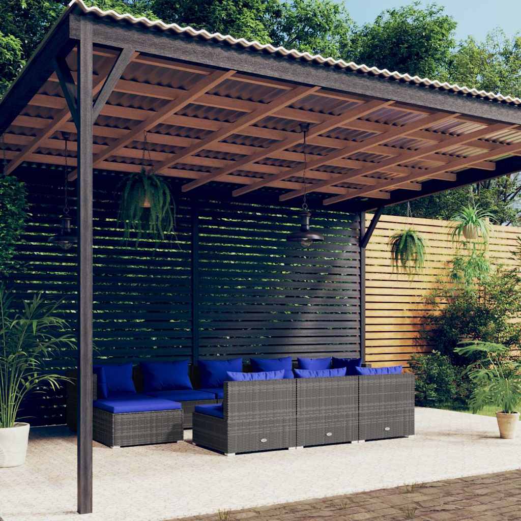 vidaXL 9-delige Loungeset met kussens poly rattan zwart