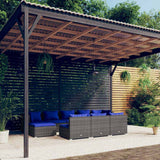vidaXL 9-delige Loungeset met kussens poly rattan zwart