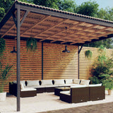 vidaXL 9-delige Loungeset met kussens poly rattan zwart