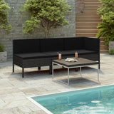 vidaXL 3-delige Loungeset met kussens poly rattan bruin