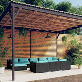 vidaXL 9-delige Loungeset met kussens poly rattan zwart