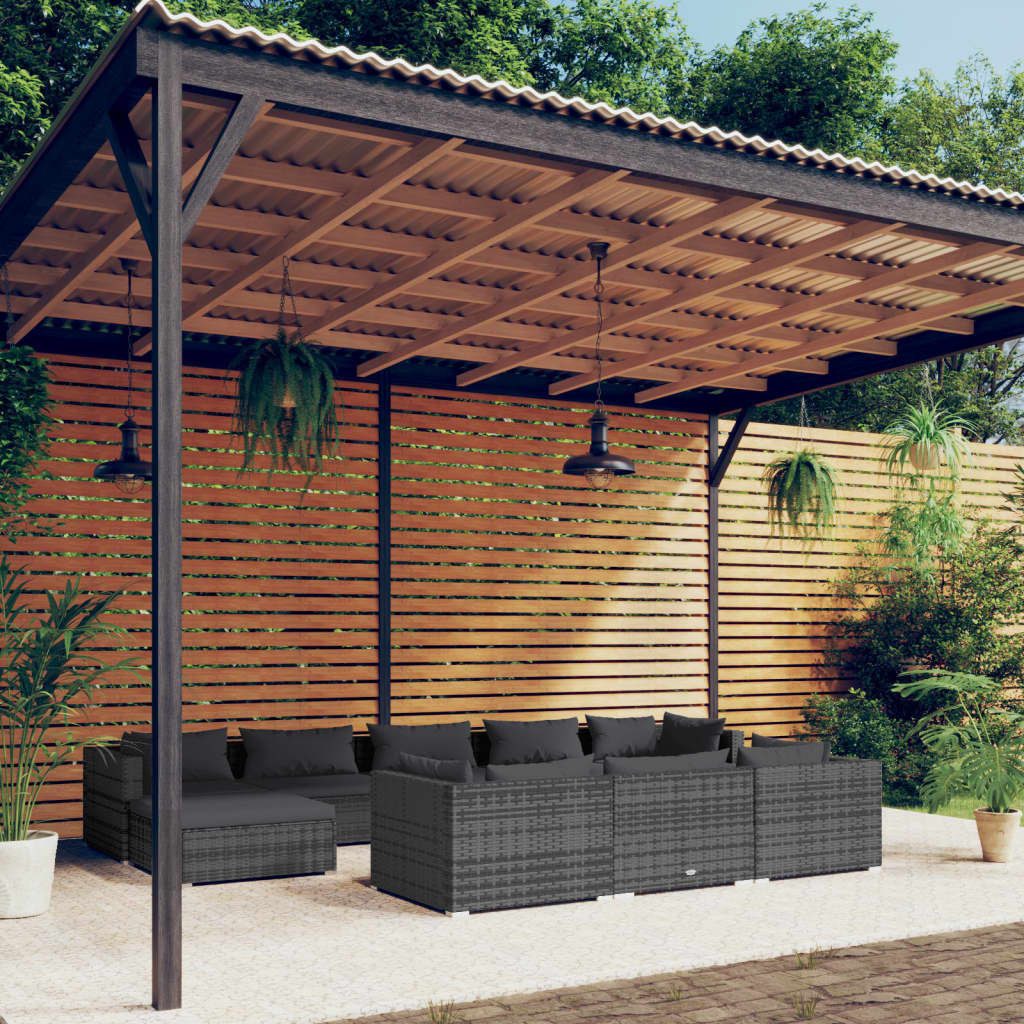 vidaXL 9-delige Loungeset met kussens poly rattan zwart